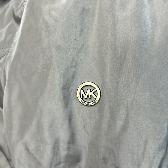 Michael Kors Anorak Brown Gold Zip Up Hooded Ruched Back Rain Jacket Small - Picture 5 of 9